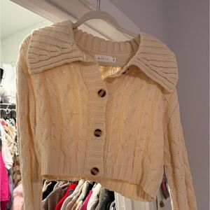 MARBLE Women's Cream Cable Knit Cardigan